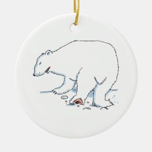 Eisbär runder Keramikschmuck Keramik Ornament