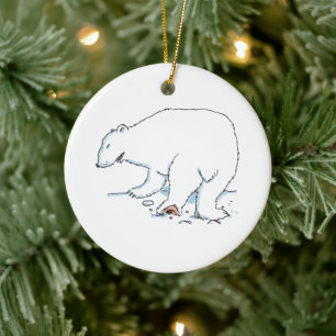 Eisbär runder Keramikschmuck Keramik Ornament
