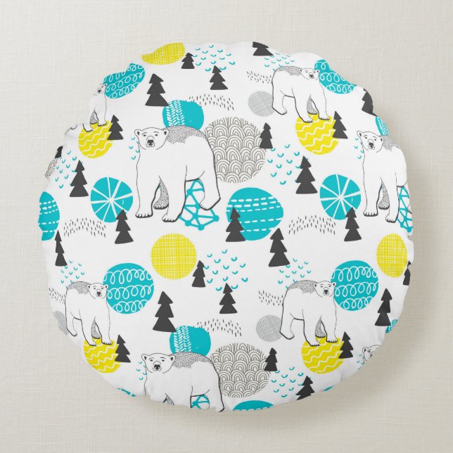Eisbär Rundes Kissen (Vorderseite)