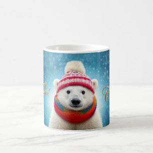 Eisbär-Santa-Mütze und -Schal Kaffeetasse