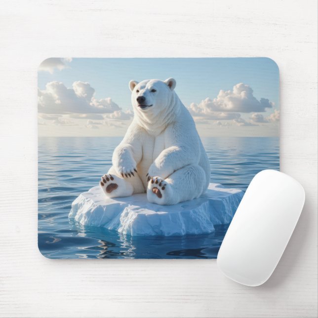 Eisbär schwebt auf einer Eisscholle Mousepad (Mit Mouse)