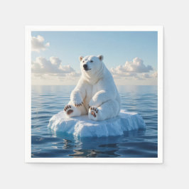 Eisbär schwebt auf einer Eisscholle Serviette