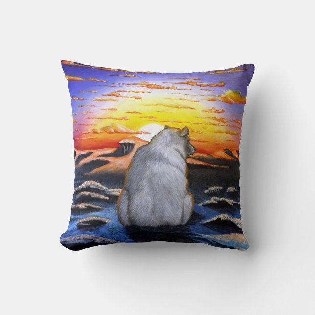 Eisbär-Sonnenuntergang-Kissen Kissen (Vorderseite)
