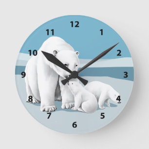 Eisbär-Uhren Runde Wanduhr