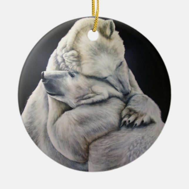 Eisbär-Umarmungs-Verzierung Keramikornament (Vorne)