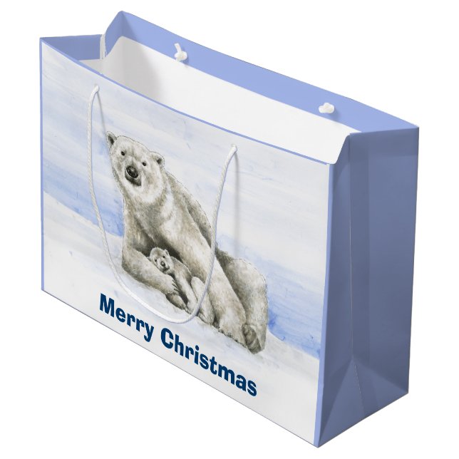 Eisbär und CUB Große Geschenktüte (Vorderseite Schrägansicht)
