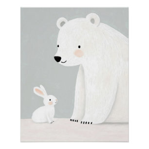 Eisbär und Häschen Kinderzimmer Druck, Kinderzimme Poster