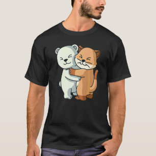 Eisbär und Katzenkätzchen süßes Tier umarmt Frau T-Shirt