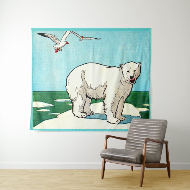 Eisbär und Möwen Wandteppich (Beispiel (Horizontal))