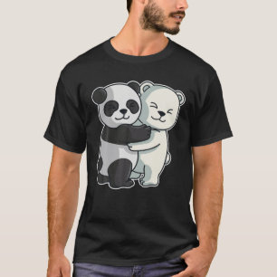 Eisbär und Panda-Bären, die Frauen umarmt T-Shirt