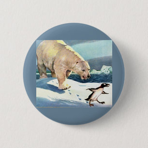Eisbär und Pinguin der 40er Jahre Button