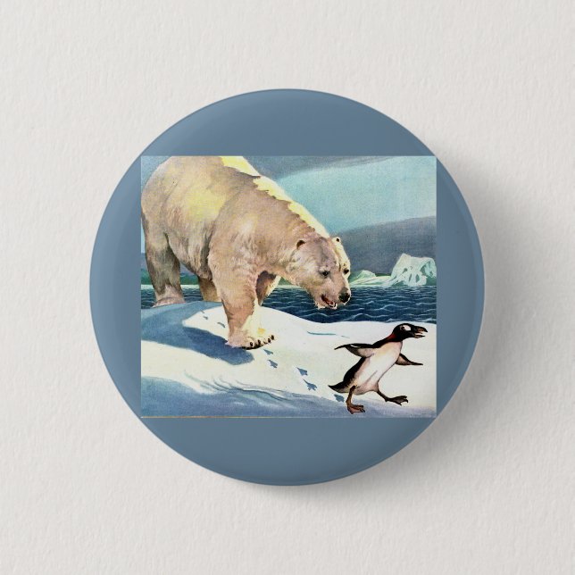Eisbär und Pinguin der 40er Jahre Button (Vorderseite)