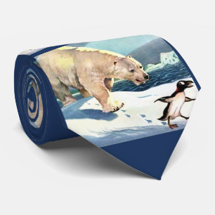 Eisbär und Pinguin Krawatte