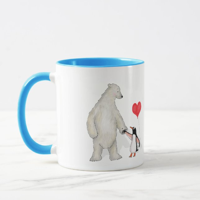 Eisbär und Pinguin "Liebe you" Tasse (Links)
