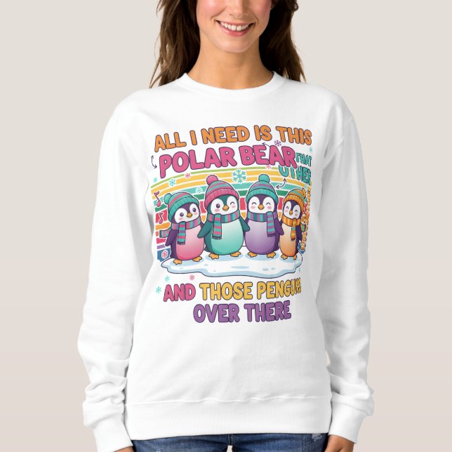 Eisbär und Pinguine Kinder Sweatshirt (Vorderseite)