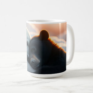 Eisbär und Schwarzbär umarmen sich Kaffeetasse