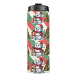 Eisbär und Weihnachtsbaumurlaub Thermosbecher