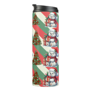 Eisbär und Weihnachtsbaumurlaub Thermosbecher