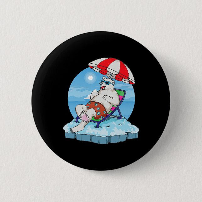 Eisbär-Weihnachten im Juli Winterferien Klima Button (Vorderseite)
