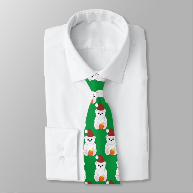 Eisbär Weihnachten Weihnachtsmannmütze niedliches  Krawatte (Gebunden)