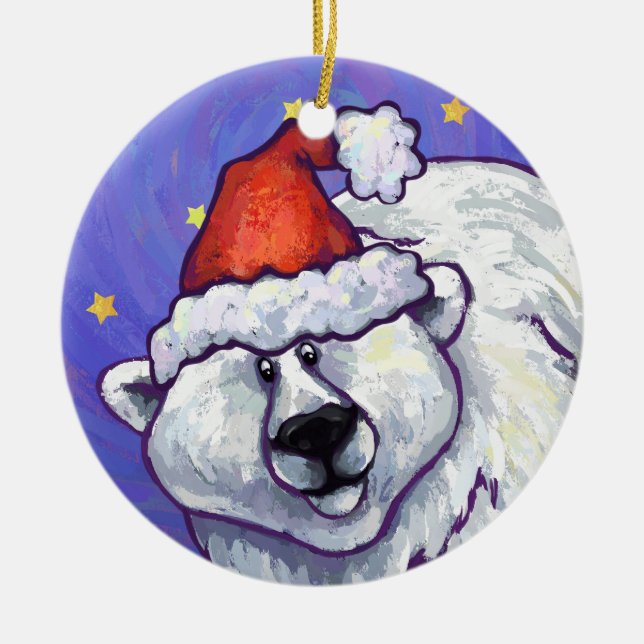 Eisbär-Weihnachtsverzierung Keramikornament (Vorne)