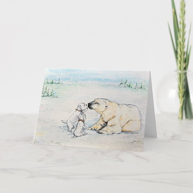 Eisbär Westies Feiertagskarte (Vorderseite)