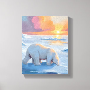 Eisbär Winter Aquarell Tiermalerei Leinwanddruck