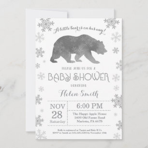 Eisbär Winter-Baby-Party-Schneeflocken-Einladung Einladung