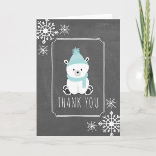 Eisbär-Winter-Babyparty danken Ihnen blau Dankeskarte