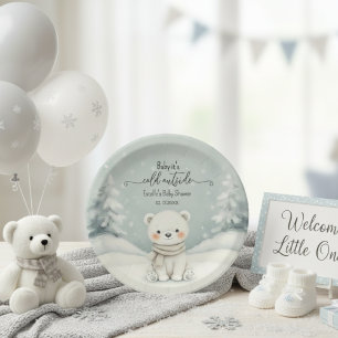 Eisbär Winter Geschlechtsneutraler Schnee Baby Sho Pappteller