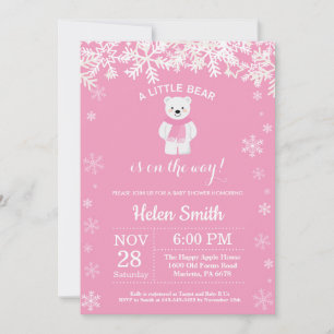 Eisbär Winter Mädchen Baby Shower Schneeflocke Einladung