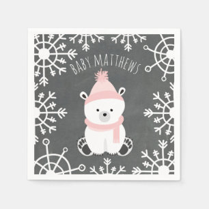Eisbär-Winter-Mädchen-Babyparty-Servietten Serviette