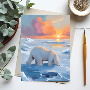 Eisbär Winter Tier Malerei Postkarte