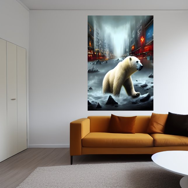 Eisbär, Winter und Stadt | AI Art Poster (Von Creator hochgeladen)
