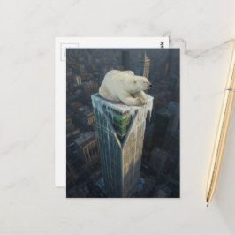 Eisbär-Wolkenkratzer schmilzt Eis globale Erwärmun Postkarte