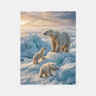 Eisbären Arktis Schnee Eis Landschaft Fleece-Decke Fleecedecke