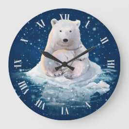 Eisbären auf einer Eisscholle Große Wanduhr