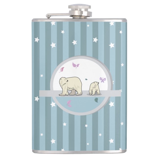 Eisbären - Eltern und Kind Flachmann (Vorderseite)