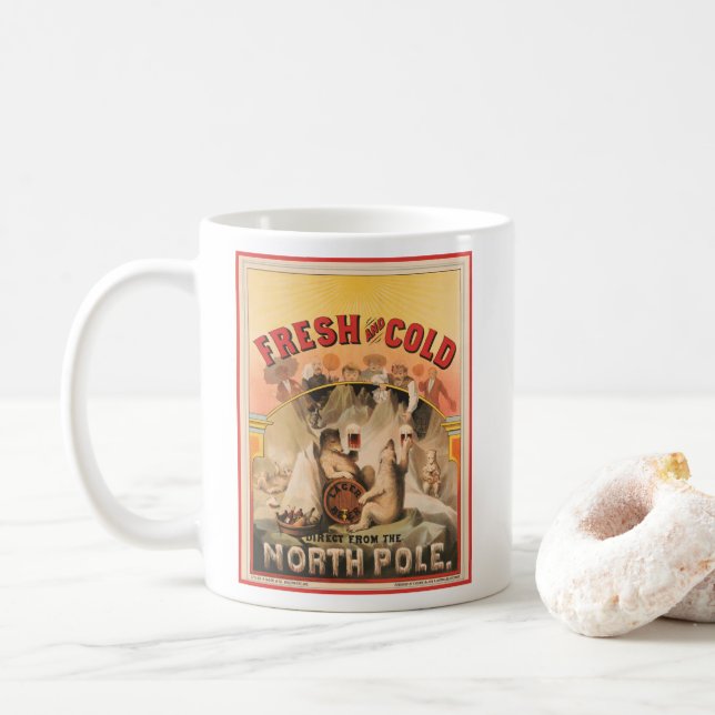Eisbären erfreuen sich an Tasse von Lagerbier (Mit Donut)