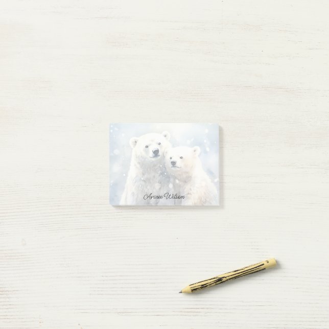Eisbären Post-it Klebezettel (Auf Schreibtisch)