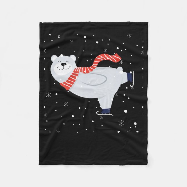 Eisbären-Skaten zu Weihnachten Fleecedecke (Vorderseite)