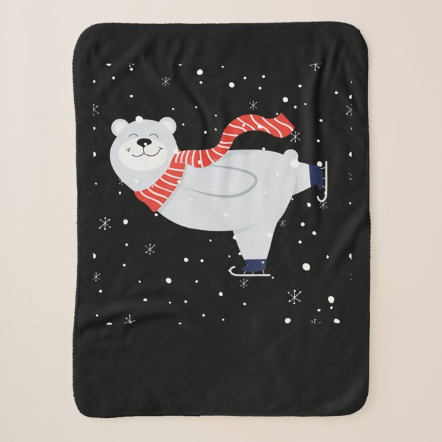 Eisbären-Skaten zu Weihnachten Sherpadecke (Vorderseite)