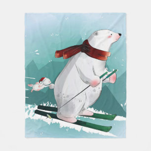 Eisbären-Skifahren Geschenk für Baby Fleecedecke