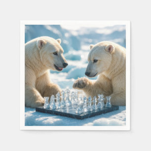 Eisbären spielen Schach auf einem Gletscher Serviette