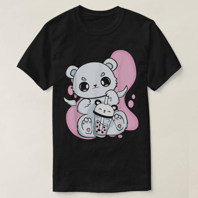 Eisbären trinken Bläschentee mit Erdbeeren-Bob T-Shirt (Design vorne)