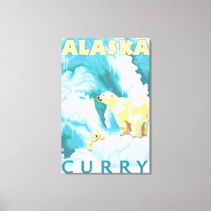 Eisbären u. CUB - Curry, Alaska Leinwanddruck