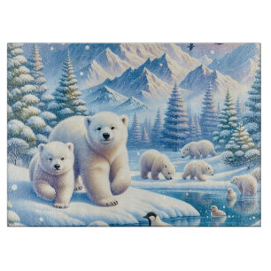 Eisbären und schneebedeckte Winterbilder Schneidebrett