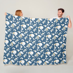 Eisbären und Schneeflocken Fleece Blanket