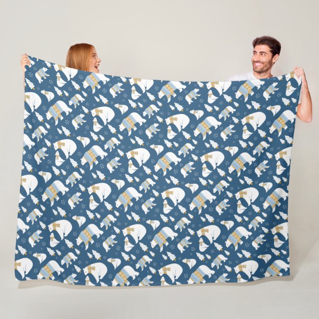 Eisbären und Schneeflocken Fleece Blanket (Beispiel)