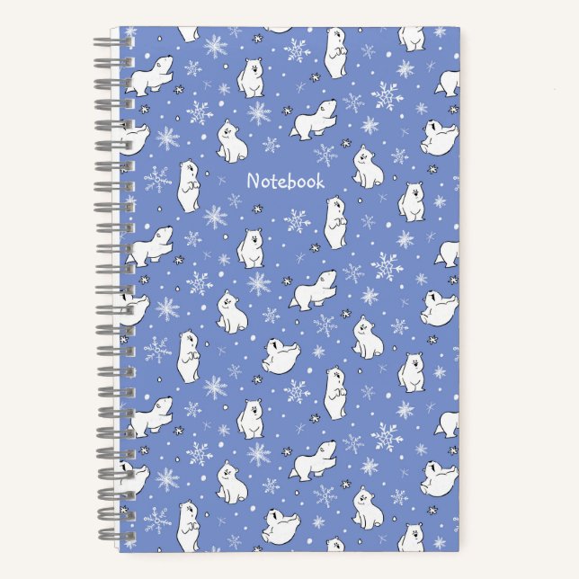 Eisbären und Schneeflocken - Personalisieren - Notizbuch (Vorderseite)